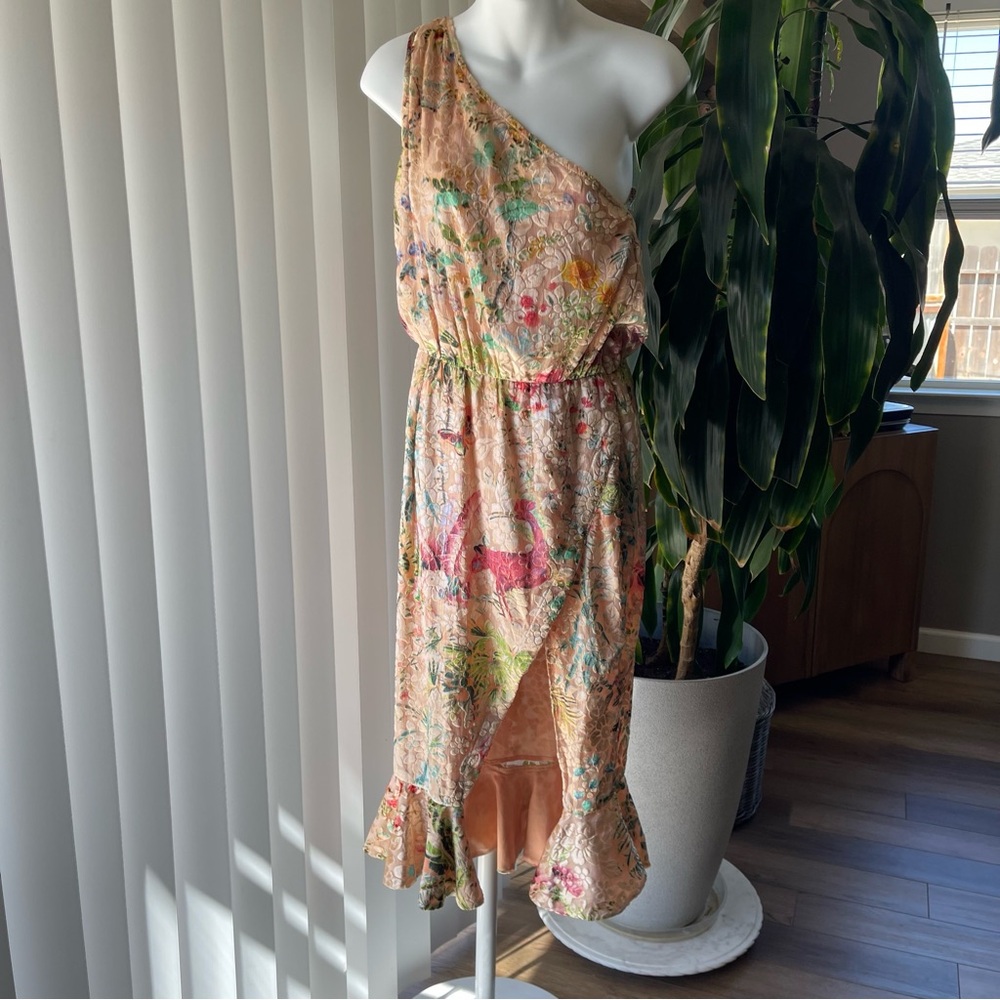 Hemant & Mandita Zaina Midid Dress Floral One Shoulder